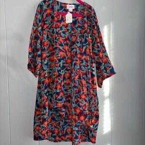 LuLaRoe KIDS Floral‎ Kimono with Red and Blue Pattern